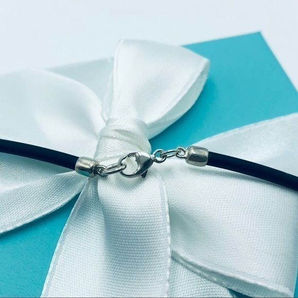 Tiffany & Co. 1837 Bar Pendant Rubber Cord Necklace with BOX - Picture 8 of 11